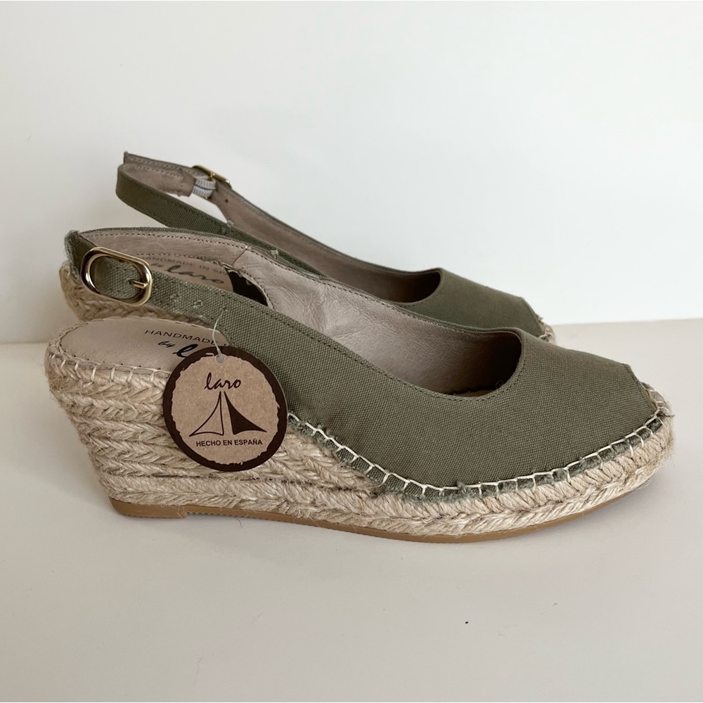AVARCAS by Laro Slingback Wedge Espadrilles Peep Toe